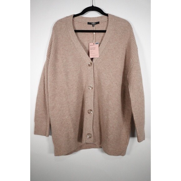 New Quince Oatmeal Beige Mongolian Cashmere Oversized Boyfriend Cardigan S 0487 - Picture 4 of 10